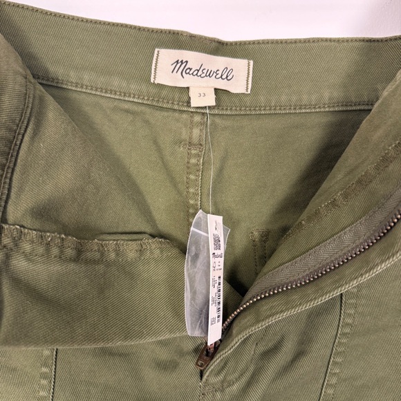Madewell Patch Pocket Chino Utility Shorts Olive Green High Rise Size 33 NWT - Picture 4 of 8